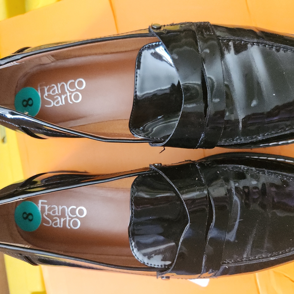 Franco Sarto Black Patent Leather Flats